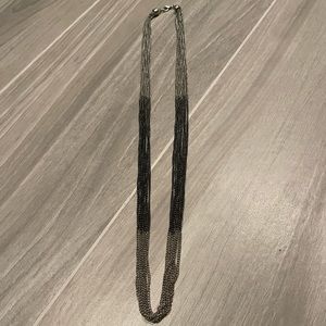 Silver & Black Layered Chain Necklace